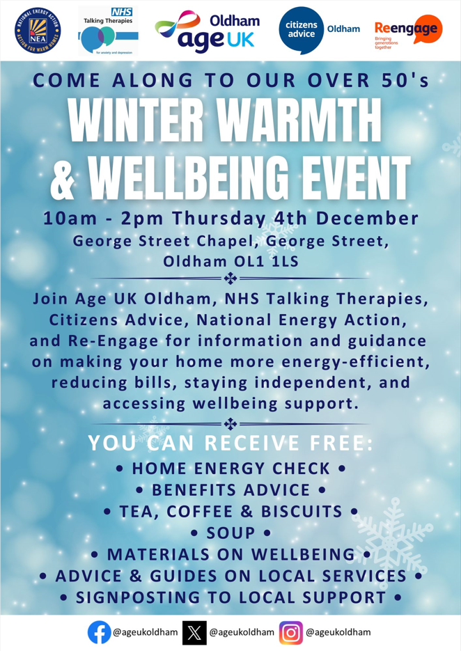 Over 50's winter warmth and well being event